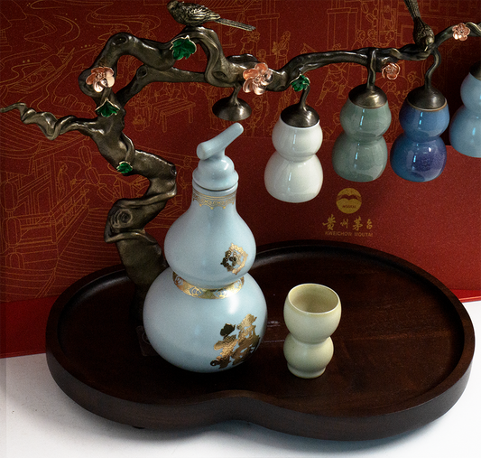 Close-up of Moutai Premium Cup Display Set branch and cups