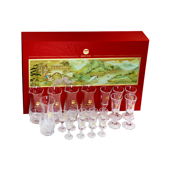 Moutai Extended Drinkware Set with decanters, tall glasses, and shot glasses
